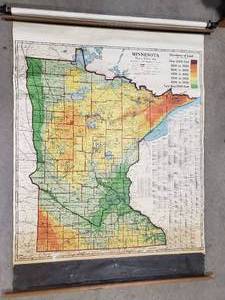 Large Vintage Roll Up Map of Minnesota