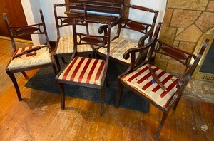 lot 28 image: Five Vintage Dining Chairs - Needs Reupholstering