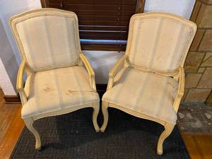 lot 30 image: Pair of Vintage Cream Armchairs