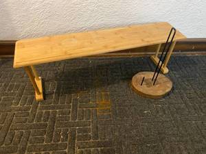 lot 38 image: Wood Stand and Paper Towel Dispenser