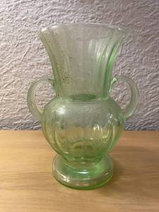 Tag Green Glass Pedestal Vase