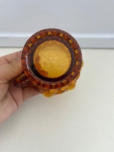 lot 25 image: Amber Glass Patterned Toothpick Holder