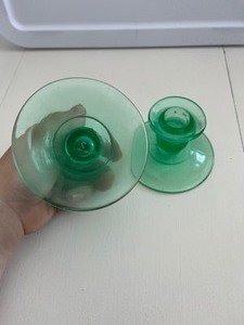 lot 26 image: Depression Green Glass Candle Holders