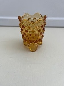 lot 29 image: Amber Glass Fenton Hobnail Toothpick Holder