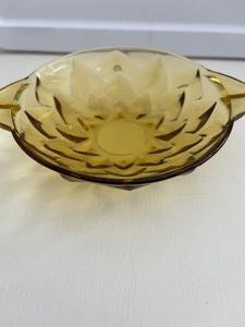 lot 30 image: Amber Glass Diamond Cut Dish
