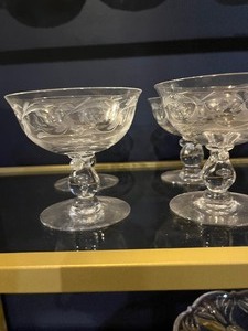 lot 61 image: Antique Crystal Etched Floral Stemware (Set of 8)