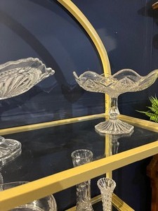 lot 62 image: Lot of 3 Floral Pressed Glass Dishes on Pedestals