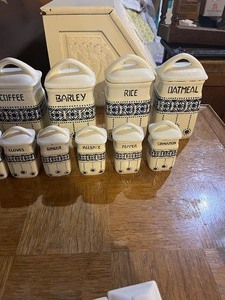 lot 66 image: Large Set of Antique Czech  Blue & White Containers