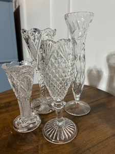 lot 71 image: Lot of Cut Crystal & Glass Vases