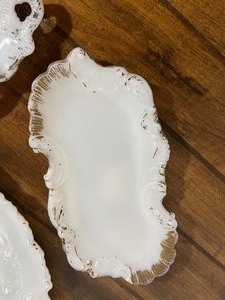 lot 75 image: Lot of 3 Antique Milk Glass Trinket Trays