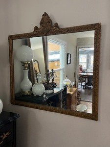 lot 10 image: Antique Solid Wood Ornate Rectangle Mirror