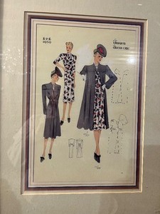 lot 22 image: Vintage Framed Fashion Sketch