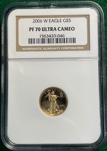 2006 W $5 Gold Eagle PF 70 Ultra Cameo NGC .999 Pure Gold