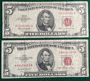 $5.00 Red Seal Notes