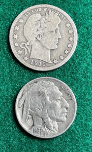 Barber Quarter & Buffalo Nickle