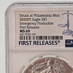 2020 P American Silver Dollar Emergency Production First Releases MS69 NGC