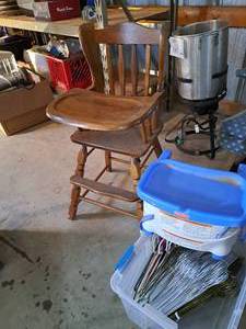 lot 254 image: Vintage Wooden High Chair with Booster Seat