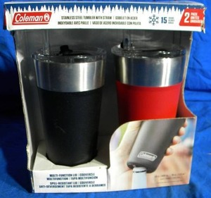 Brand New COLEMAN 20oz Tumbler 2 - Pack with Straws