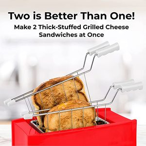 New - Open Box Item Nostalgia Coca-Cola Grilled Cheese Toaster with Easy-Clean Toaster Baskets and Adjustable Toasting Dial, Red, 2-Slot