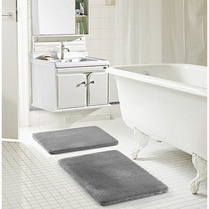 Brand New Dearfoams Faux Fur Memory Foam 2-Pc. Bath Rug Set - Silver ((Original MSRP $39.99))