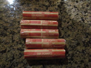 Lot of 5 Rolls (250) Lincoln Wheatback Pennies