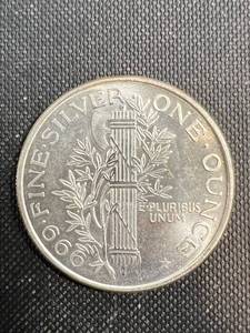 1 TROY OZ .999 FINE SILVER MERCURY DIME DESIGN