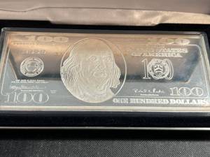 4 TROY OZ .999 FINE SILVER $100 DOLLAR BILL DESIGN BAR