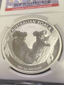 2011P AUSTRALIA KOALA 1 TROY OZ .9999 FINE SILVER MS69 NGC