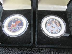 lot 32 image: 2 Apollo 11 Commemorative Half Doll...