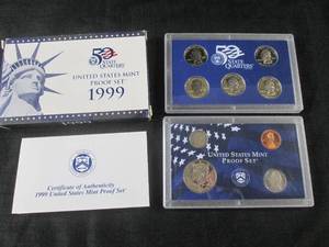 lot 71 image: 1999 United States Mint Proof Set w...