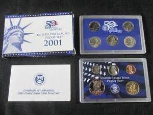 lot 73 image: 2001 United States Mint Proof Set w...