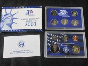 lot 75 image: 2003 United States Mint Proof Set w...