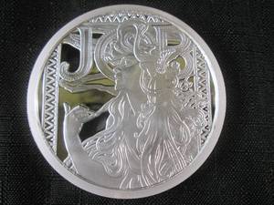 lot 110 image: 5 Troy Ounce Silver Proof The Mucha...