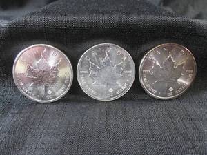 lot 263 image: 3 - Canada 5 Dollars Maple Leaf 1oz...