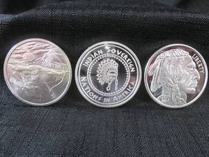 lot 267 image: 3 - Native American Theme 1oz .999 ...