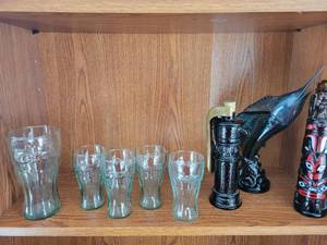 lot 14 image: Coke Glass Pitcher With Four Coke Glasses--Three Ornamental Items
