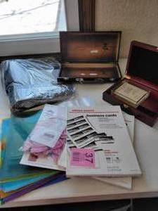 lot 37 image: InkjetLaser Office Depot Business Cards-Floral Mini Business Cards-Two Brief  Cases- Etc