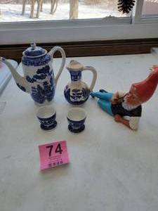lot 74 image: Pitcher-Creamer-2 Small Cups--All Matching Set--Jahava Gnome Hand Made In Finland