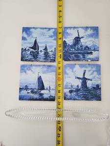 lot 103 image: 4 Collectiible Pictures Of Sailboats, Lighthouse, Etc.-Crystal Legends By Godinger-Handcrafted Lead Crystal Made In Czech Republic Tray