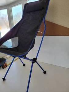 lot 131 image: Black Canvas Fold Up Chair With Blue Framing
