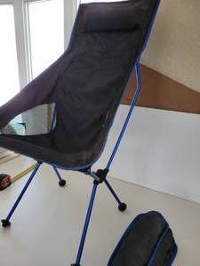 lot 132 image: Black Canvas Fold Up Chair With Blue Framing