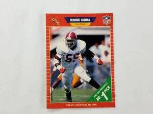 lot 20 image: Derrick Thomas 1989 Rookie No. 1 Pick NFL Pro Set No. 498