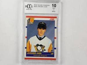 lot 26 image: Jaromir Jagr Rookie 90-91 Score Canadian BCCG Graded 10 Mint or Better