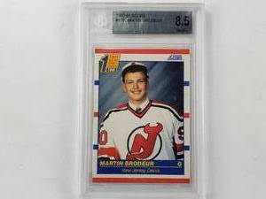 lot 28 image: Martin Brodeur 1990-91 Score No. 439 Beckett Graded 8.5 NM-MT