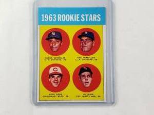 lot 35 image: REPRINT 1963 Rookie Stars REPRINT Pete Rose, Al Weis, Ken McMullen, Pedro Gonzalez Topps No. 537