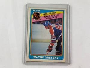 lot 83 image: Wayne Gretzky 1983-84 Assist Leader O-Pee-Chee No. 382