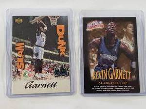 lot 193 image: Lot of 2 Kevin Garnett Fleer 97-98 Million Dollar Moments 8 of 50, Upper Deck Slam Dunk 9 of 40