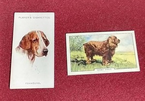 lot 38 image: (2) Vintage 1930s Cigarette Cards - Foxhound & Spaniel