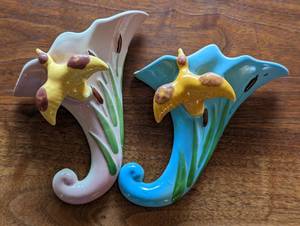 Four Vintage Cornucopia Wall Pockets