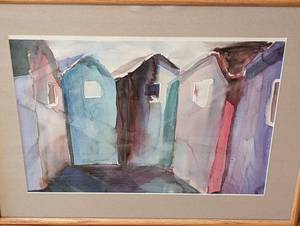 Framed Scenic Watercolor Painting